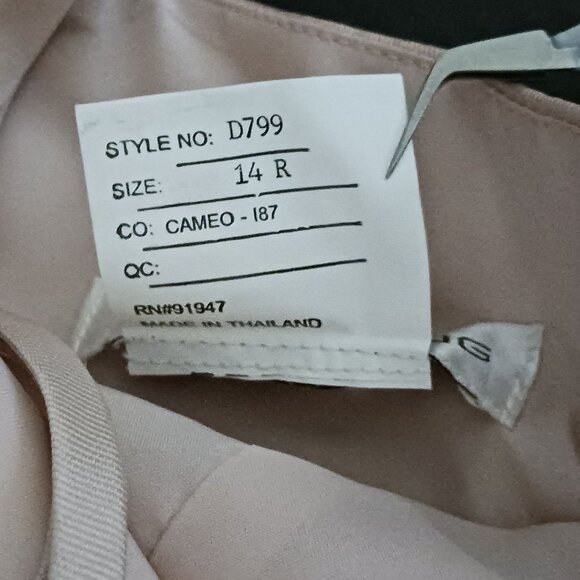 NEW Alfred Sung Spaghetti-Strap Satin Midi Dress Cameo/Blush‎ Pink Size 14 D799 - Picture 11 of 15